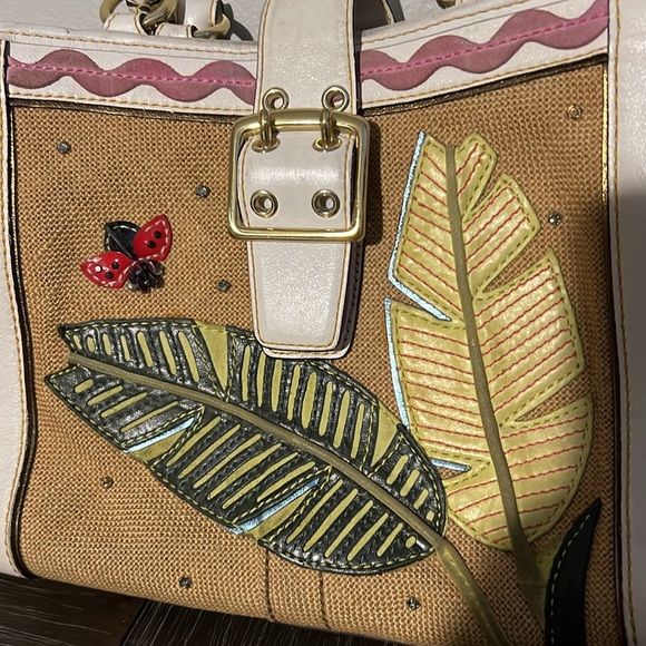 Authentic Vintage COACH Ladybug Motif Boxy Straw Tote Bag, Limited Edition -2004 - Picture 2 of 16